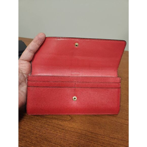 Coach Red Saffiano Leather Slim Envelope Wallet 49350 - Picture 7 of 11
